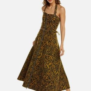 NICHOLAS Delilah Halter A-Line Midi Dress Leopard
